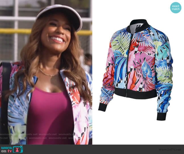 Tropical Printed Zip Front Jacket by Nike worn by Poppy (Kimrie Lewis) on Single Parents