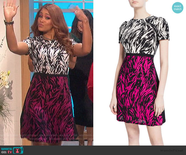 Two-Tone Printed Short-Sleeve Mini Dress by No.21 worn by Eve on The Talk