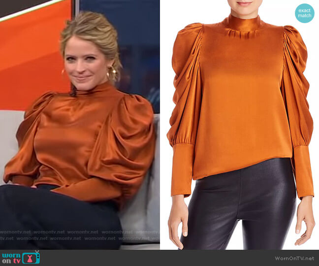 Missy Balloon Sleeve Silk Blouse by Notes du Nord worn by Sara Haines on Good Morning America