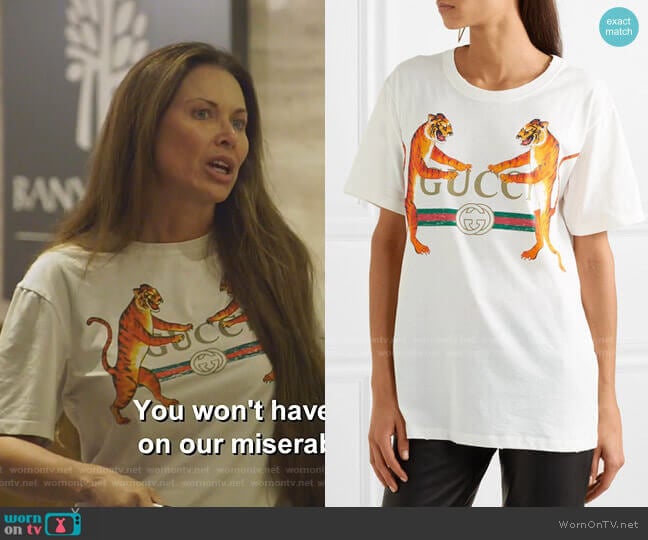 Oversized Printed Jersey T-shirt by Gucci worn by LeeAnne Locken on The Real Housewives of Dallas