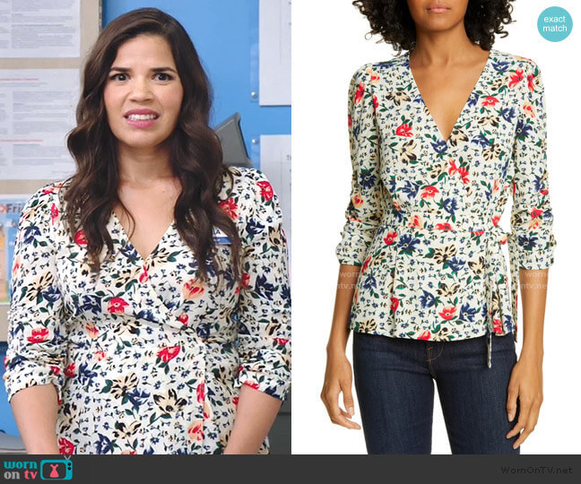 ba&sh Paco Floral Top worn by Amy (America Ferrera) on Superstore
