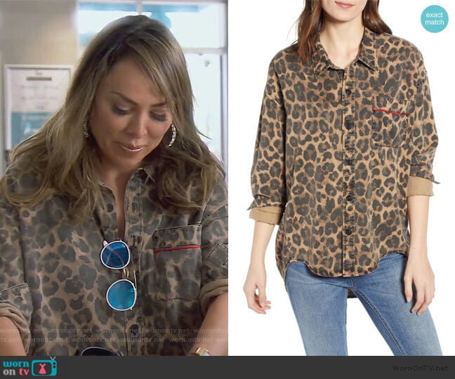 Leopard Print Oversized Shirt by Pam & Gela worn by Kelly Dodd on The Real Housewives of Orange County