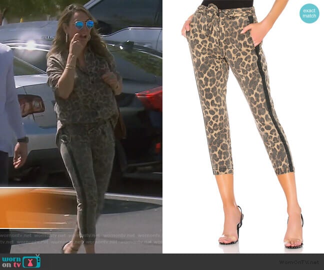 Leopard Pant with Sash by Pam & Gela worn by Kelly Dodd on The Real Housewives of Orange County