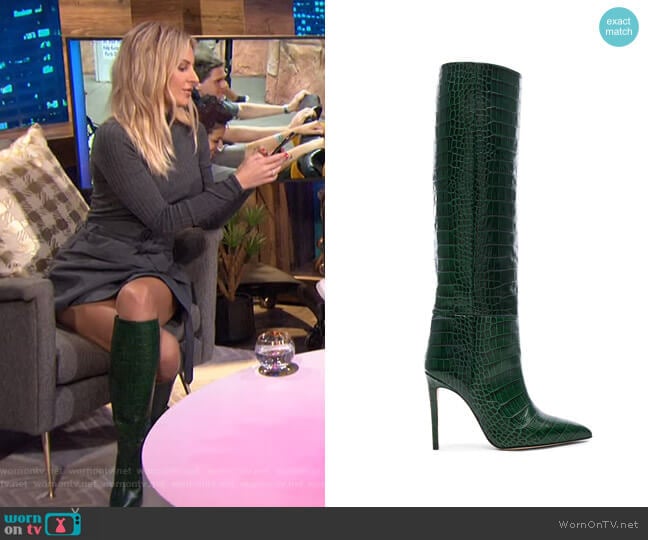 Knee-High Croc-Embossed Leather Boots by Paris Texas worn by Morgan Stewart on E! News