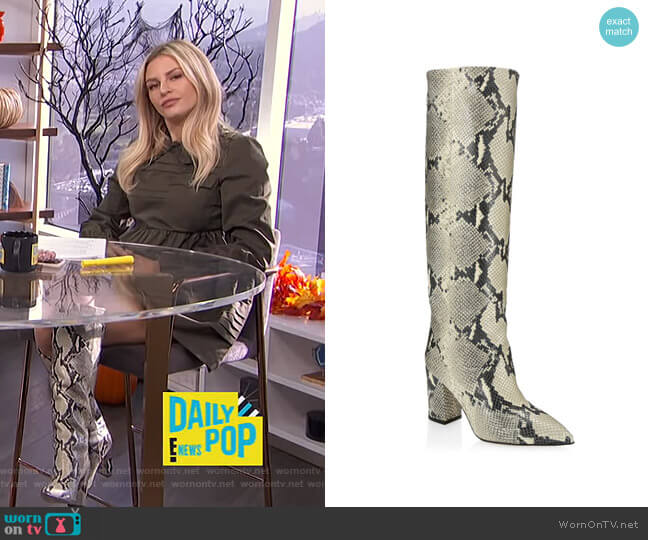 Knee-High Python-Embossed Leather Boots by Paris Texas worn by Morgan Stewart on E! News