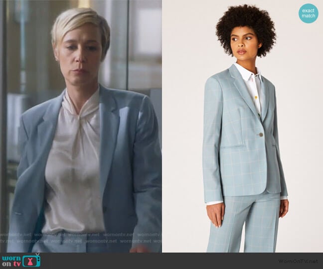 Powder Blue Windowpane Check Loro Piana Wool Blazer and Pants by Paul Smith worn by Bonnie Winterbottom (Liza Weil) on How to Get Away with Murder