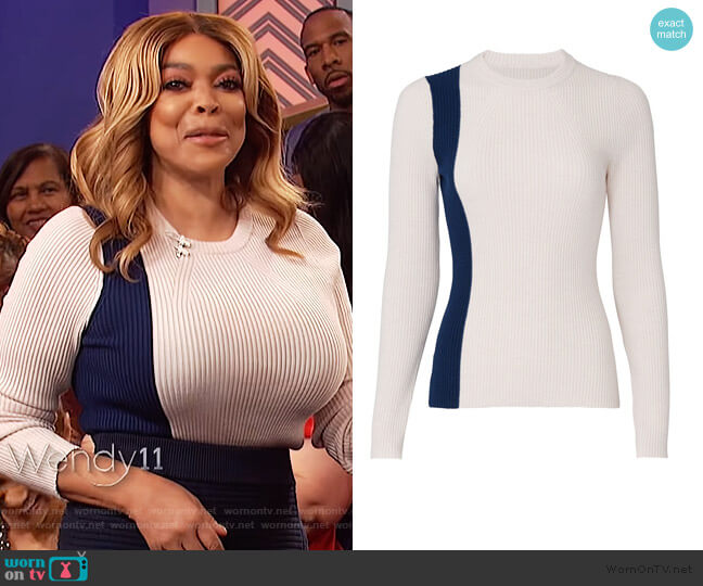 Two Tone Ribbed Pullover by 3.1 Phillip Lim worn by Wendy Williams on The Wendy Williams Show