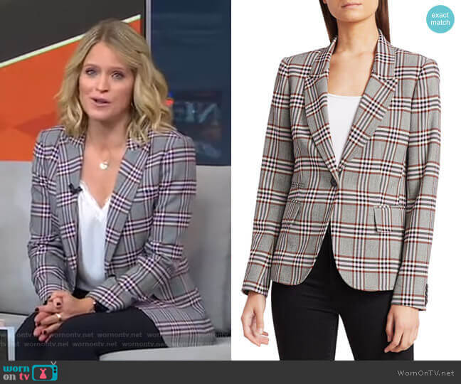 One-Button Plaid Blazer by Derek Lam 10 Crosby worn by Sara Haines on Good Morning America