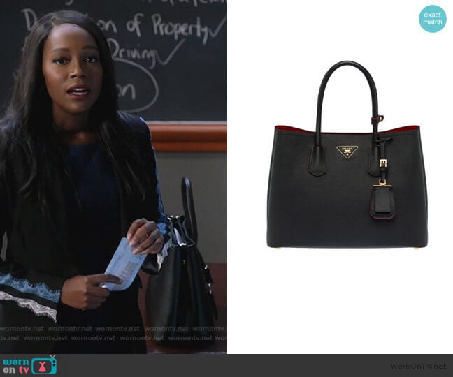 Double Bag Large by Prada worn by Michaela Pratt (Aja Naomi King) on How to Get Away with Murder