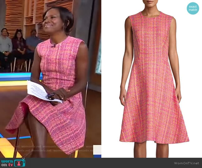 WornOnTV: Deborah Roberts’s pink tweed dress on Good Morning America ...