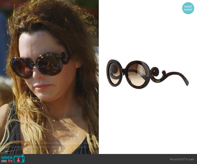 Baroque Round Sunglasses by Prada worn by D’Andra Simmons on The Real Housewives of Dallas