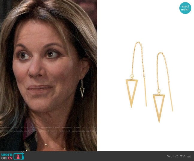 Rebecca Minkoff Triangle Threader Earrings worn by Alexis Davis (Nancy Lee Grahn) on General Hospital