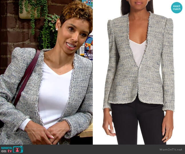 Rebecca Taylor Tweed Peplum Jacket worn by Elena Dawson (Brytni Sarpy) on The Young and the Restless