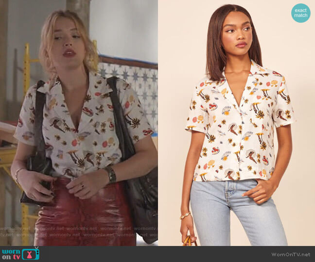 Holiday Shirt by Reformation worn by Kirby Anders (Maddison Brown) on Dynasty