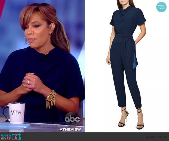 Silva Draped Belted Jumpsuit by Reiss worn by Sunny Hostin on The View