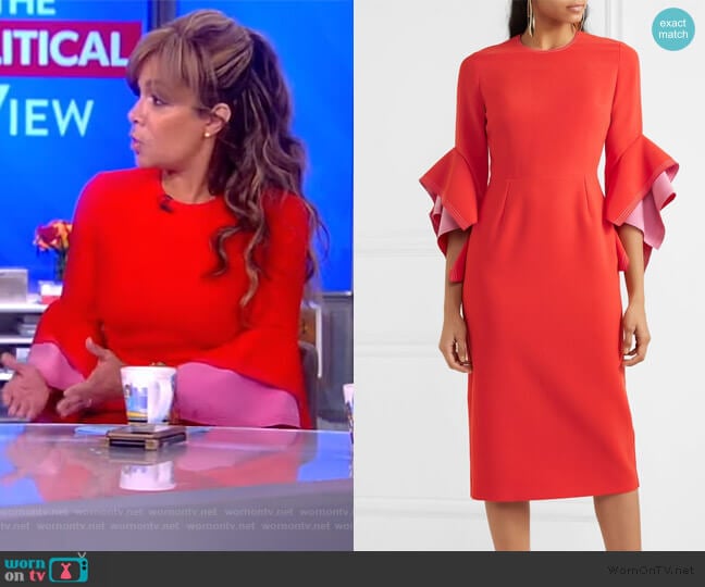 Ronda contrast-panel fluted-cuff cady dress by Roksanda worn by Sunny Hostin on The View