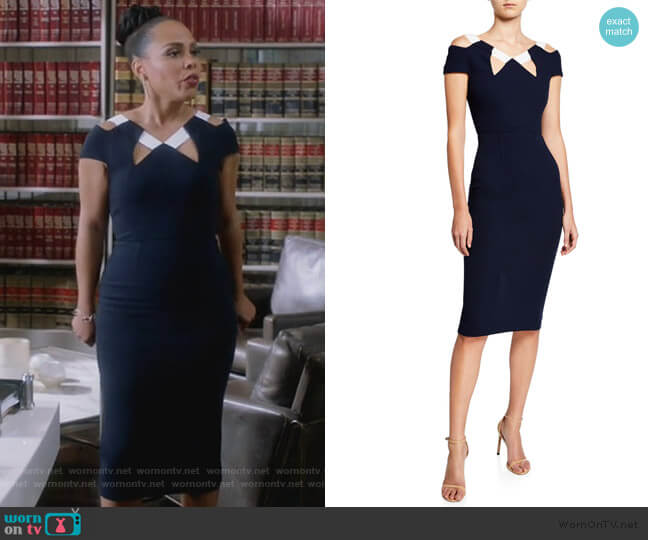 Atkinson Cold-Shoulder Dress by Roland Mouret worn by Tegan Price (Amirah Vann) on How to Get Away with Murder