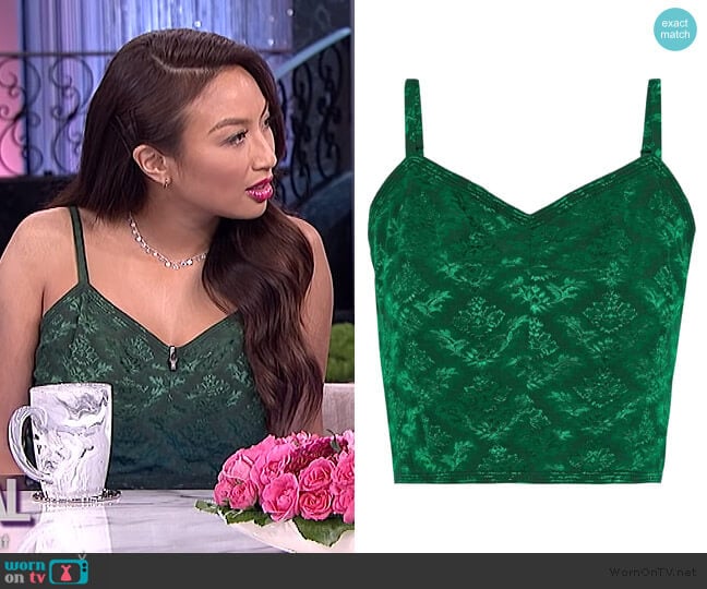 Floral Jacquard Top by Sandro worn by Jeannie Mai on The Real