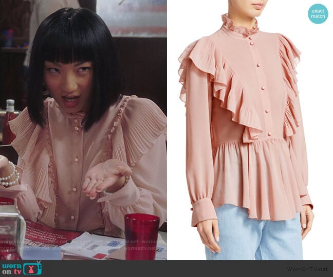 Ruffled Crepe Blouse by See by Chloe worn by Mei Lin (Poppy Liu) on Sunnyside