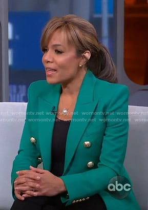 Sunny’s green blazer on GMA Strahan Sara And Keke