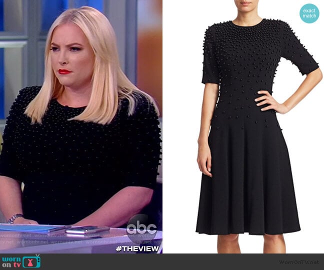 Beaded Sleeveless Crepe A-Line Dress by Teri Jon worn by Meghan McCain on The View