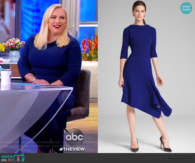 WornOnTV: Meghan’s blue asymmetric dress on The View | Meghan McCain ...