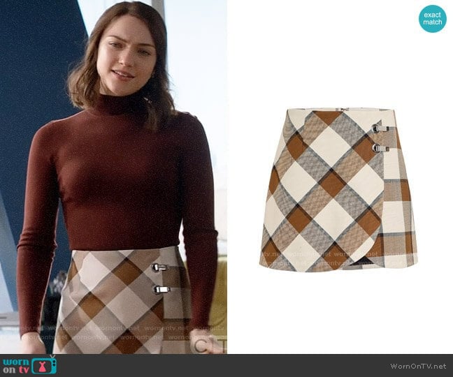 Tibi Dylan Plaid Skirt worn by Cara Bloom (Violett Beane) on God Friended Me