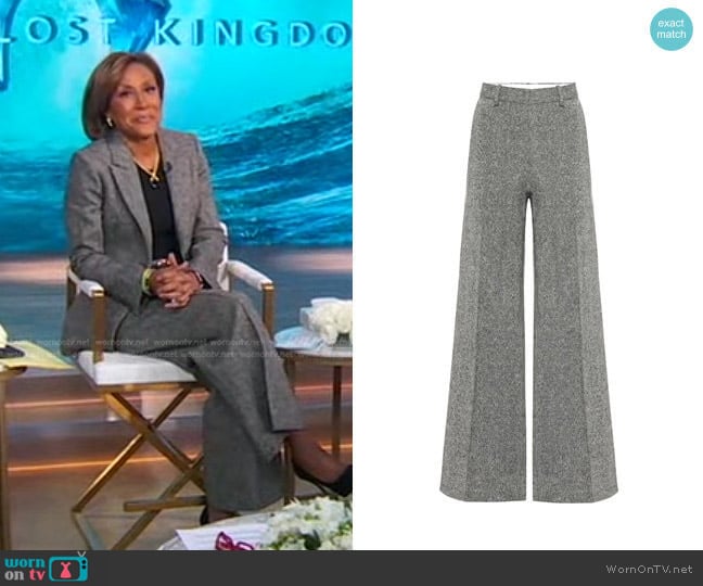 Tweed Wool Wide-Leg Pants by Victoria Beckham worn by Robin Roberts on Good Morning America