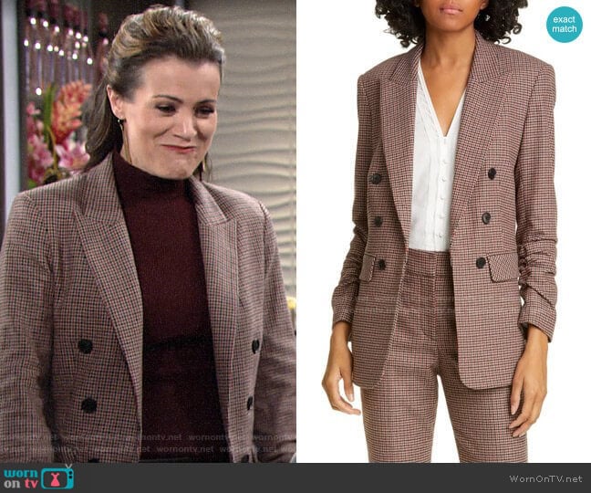 Veronica Beard Beacon Check Dickey Jacket worn by Chelsea Lawson (Melissa Claire Egan) on The Young and the Restless