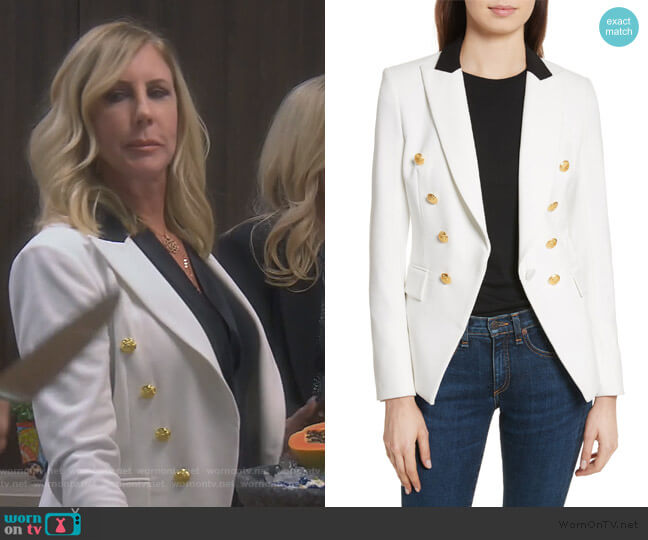  Jack Riding Jacket by Veronica Beard worn by Vicki Gunvalson on The Real Housewives of Orange County