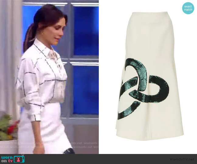 Sequined Flared Crepe Midi-Skirt by Victoria Beckham worn by Victoria Beckham on The View