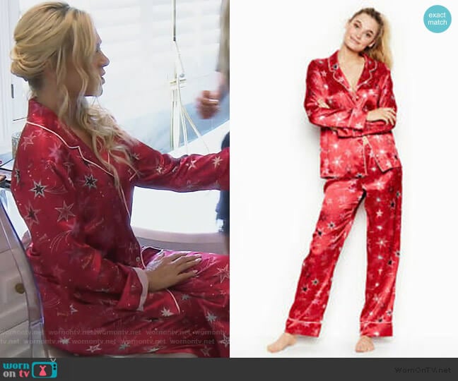 Satin Red After Hours Star Pajamas by Victoria Secret worn by Tamra Judge on The Real Housewives of Orange County