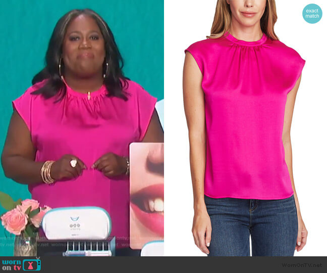 Cap-Sleeve Satin Top by Vince Camuto worn by Sheryl Underwood  on The Talk