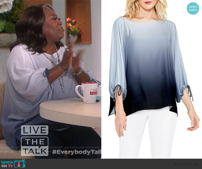 Echo Ombre Tie Cuff Blouse by Vince Camuto worn by Sheryl Underwood  on The Talk