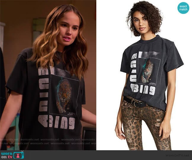 WornOnTV Patty s black wild cat print tee on Insatiable Debby