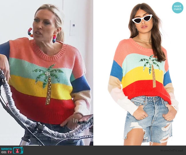 Cayman Palm Iris Sweater by Wildfox worn by Braunwyn Windham-Burke on The Real Housewives of Orange County