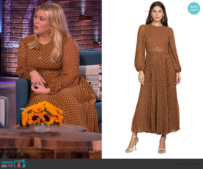 Espionage Sunray Track Dress by Zimmermann worn by Kelly Clarkson on The Kelly Clarkson Show