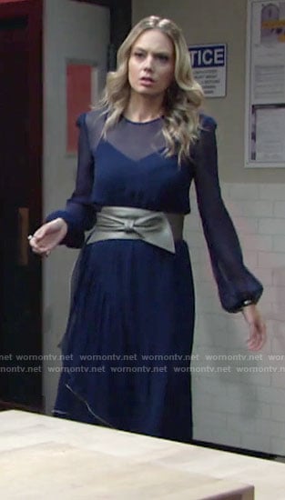 Abby's sheer blue long sleeved dress on The Young and the Restless