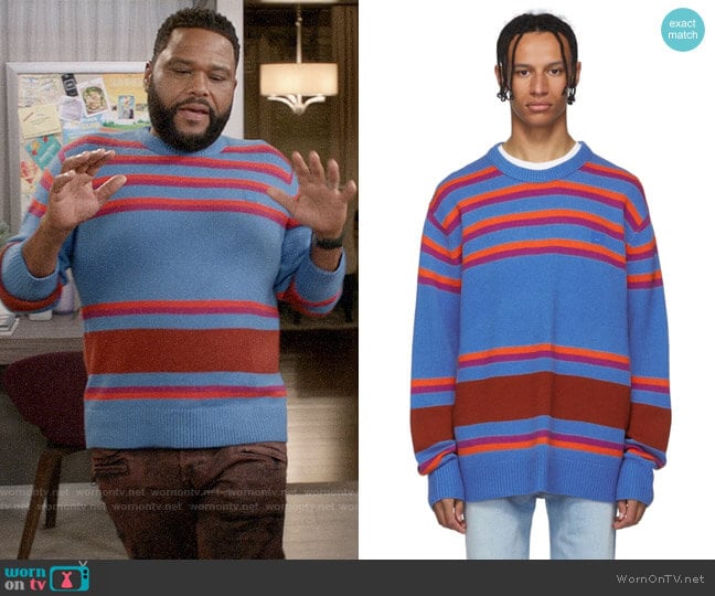 Acne Studios Blue Striped Nimah Sweater worn by Andre Johnson (Anthony Anderson) on Black-ish