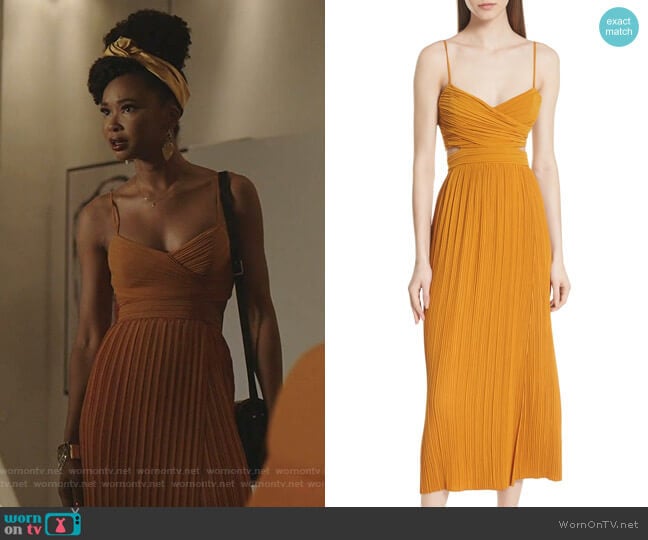 Sienna Pleated Dress by A.L.C. worn by Monica Colby (Wakeema Hollis) on Dynasty