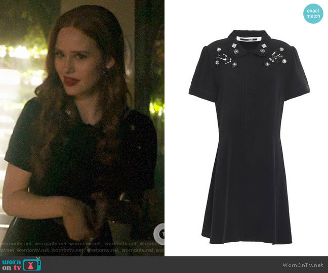 MCQ Alexander McQueen Embellished crepe mini dress worn by Cheryl Blossom (Madelaine Petsch) on Riverdale