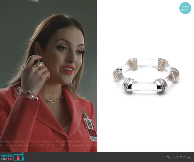 Bamboo Carved Hinge Bracelet by Alexis Bittar worn by Fallon Carrington (Elizabeth Gillies) on Dynasty