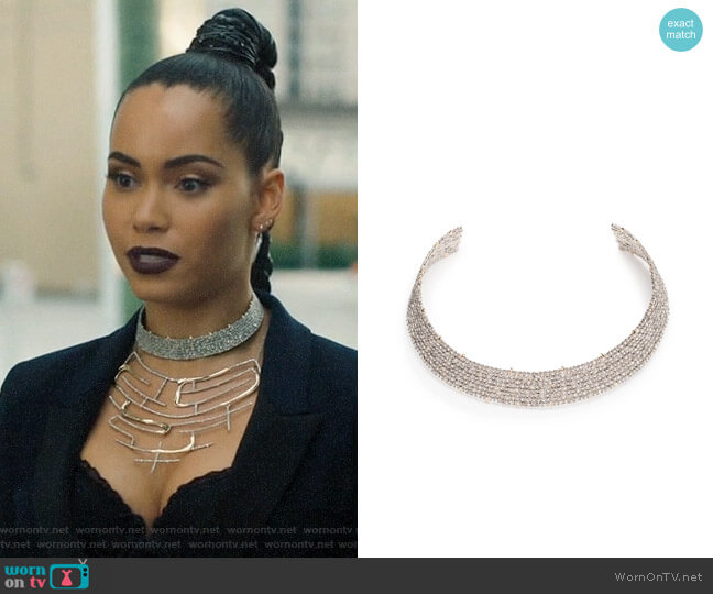 Alexis Bittar Crystal Lace Choker worn by Macy Vaughn (Madeleine Mantock) on Charmed