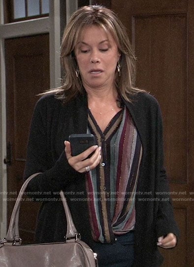 Alexis’s striped button front top on General Hospital