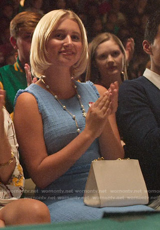 Alice’s blue tweed dress on The Politician