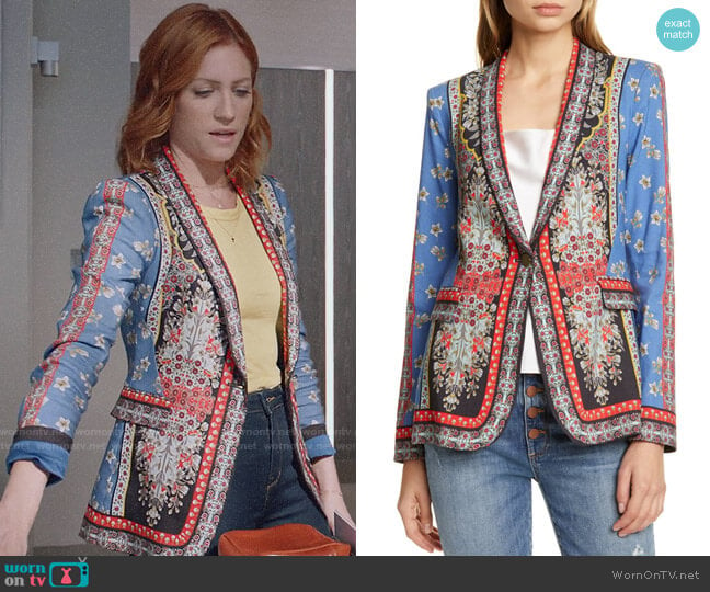 Alice + Olivia Macey Blazer worn by Julia Bechley (Brittany Snow) on Almost Family