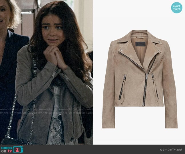 All Saints Suede Dalby Biker Jacket worn by Haley Dunphy (Sarah Hyland) on Modern Family