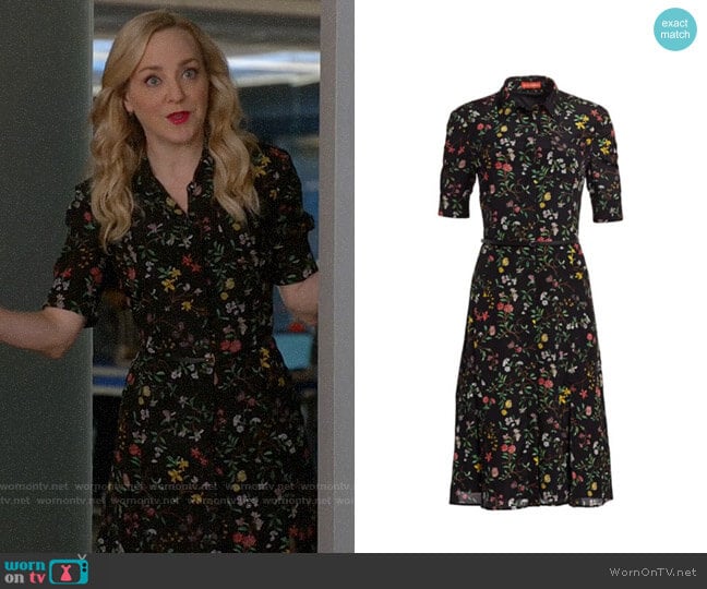 Altuzarra Kieran Botanical Silk Shirtdress worn by Marissa Morgan (Geneva Carr) on Bull