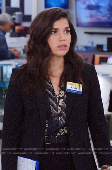 Wornontv Amy S Mixed Print Blouse On Superstore America Ferrera