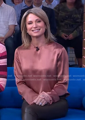 Amy’s crew neck satin blouse on Good Morning America